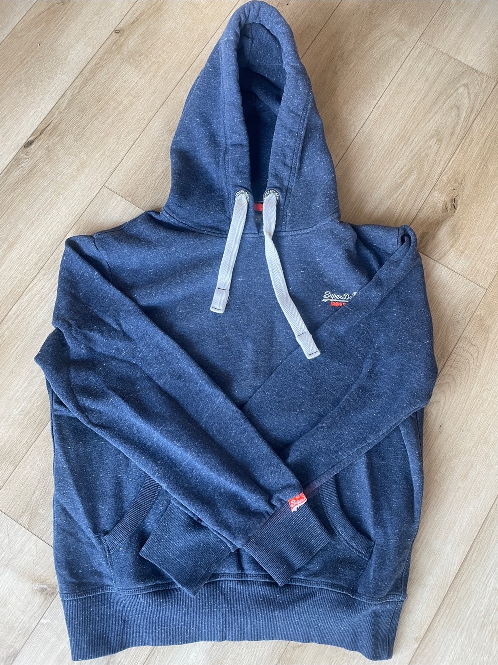 Superdry Navy Fleck Pullover Hoodie with Contrast Drawcords